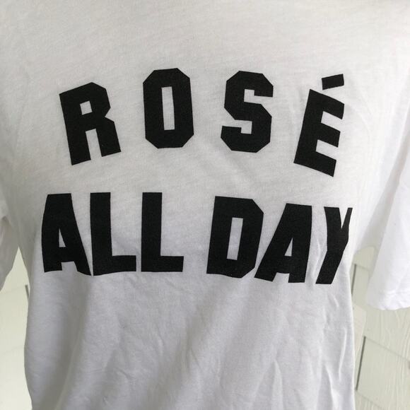 Kid Dangerous Women's White/Black "Rosé All Day" Crew Neck Graphic Tee sz M - Picture 6 of 7